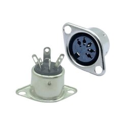 5 Pin Dişi DIN Konnektör - Flanşlı Panel Tipi - Motorobit