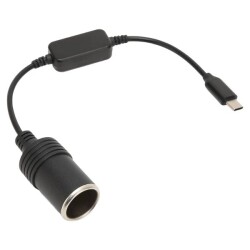 Type-C 5V - 12V Dişi Araç Çakmak Soketi Dönüştürücü - 30cm Kablolu - Motorobit